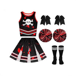 KissICON Halloween Cosplay Costume  Cheerleaders Digital Printed Dress Suits Horror Performance Party Role Playing Outfits for Girls