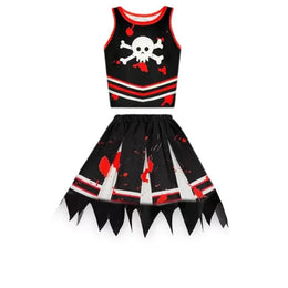 KissICON Halloween Cosplay Costume  Cheerleaders Digital Printed Dress Suits Horror Performance Party Role Playing Outfits for Girls