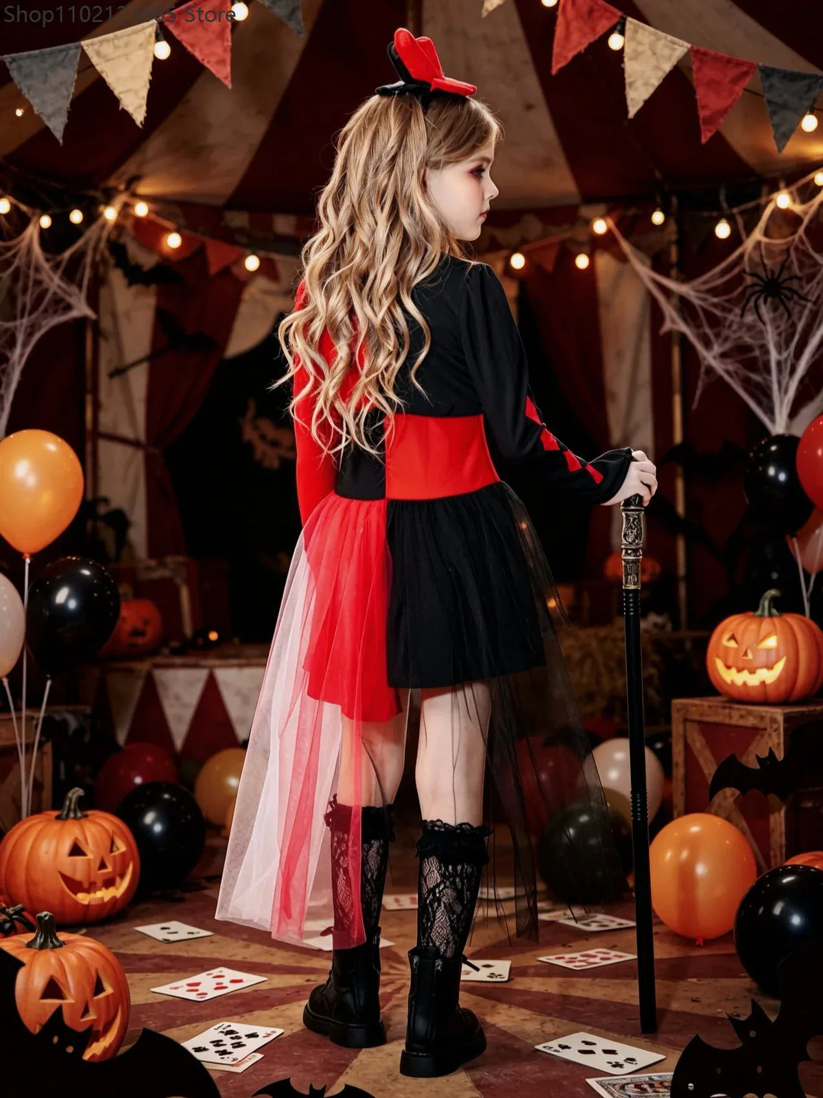 KissICON Halloween Cosplay Costumes Horror Clown Dresses Headwear Clothes Sets Carnival Theme Party Circus Carnival Role Playing Outfits