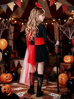 KissICON Halloween Cosplay Costumes Horror Clown Dresses Headwear Clothes Sets Carnival Theme Party Circus Carnival Role Playing Outfits