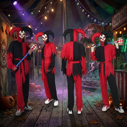 KissICON Halloween Cosplay Costumes Terror Horror Clown Costume Makeup Party Dress Devil Costume Demo Clothing Props Mascot