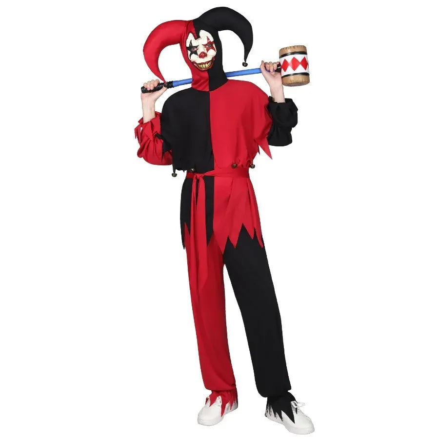 KissICON Halloween Cosplay Costumes Terror Horror Clown Costume Makeup Party Dress Devil Costume Demo Clothing Props Mascot