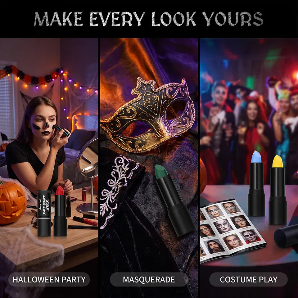 KissICON Halloween Cosplay Face Body Paint Crayon Blue Black Green Sweatproof Long Lasting Makeup Stick