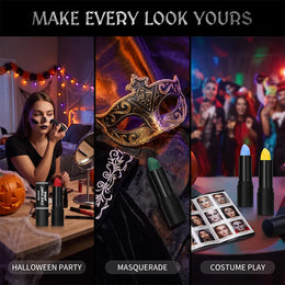 KissICON Halloween Cosplay Face Body Paint Crayon Blue Black Green Sweatproof Long Lasting Makeup Stick
