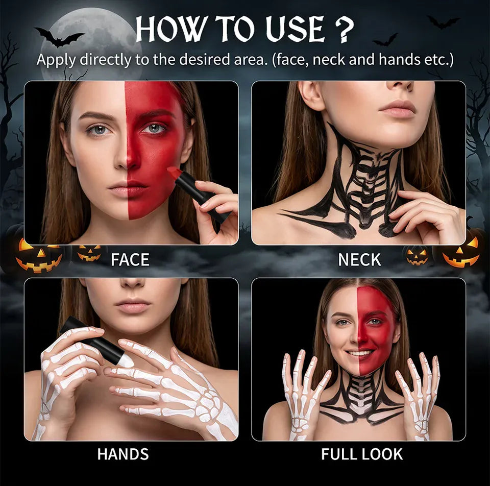 KissICON Halloween Cosplay Face Body Paint Crayon Blue Black Green Sweatproof Long Lasting Makeup Stick