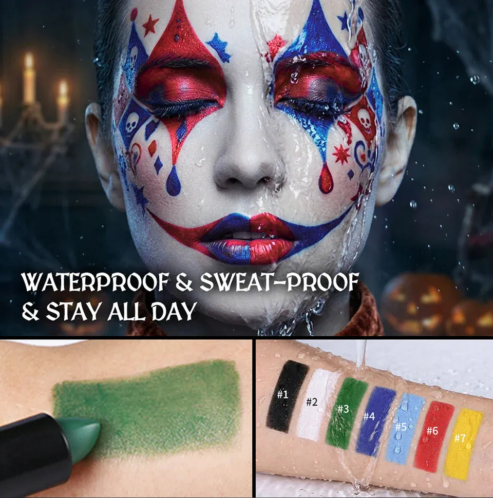 KissICON Halloween Cosplay Face Body Paint Crayon Blue Black Green Sweatproof Long Lasting Makeup Stick