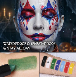 KissICON Halloween Cosplay Face Body Paint Crayon Blue Black Green Sweatproof Long Lasting Makeup Stick