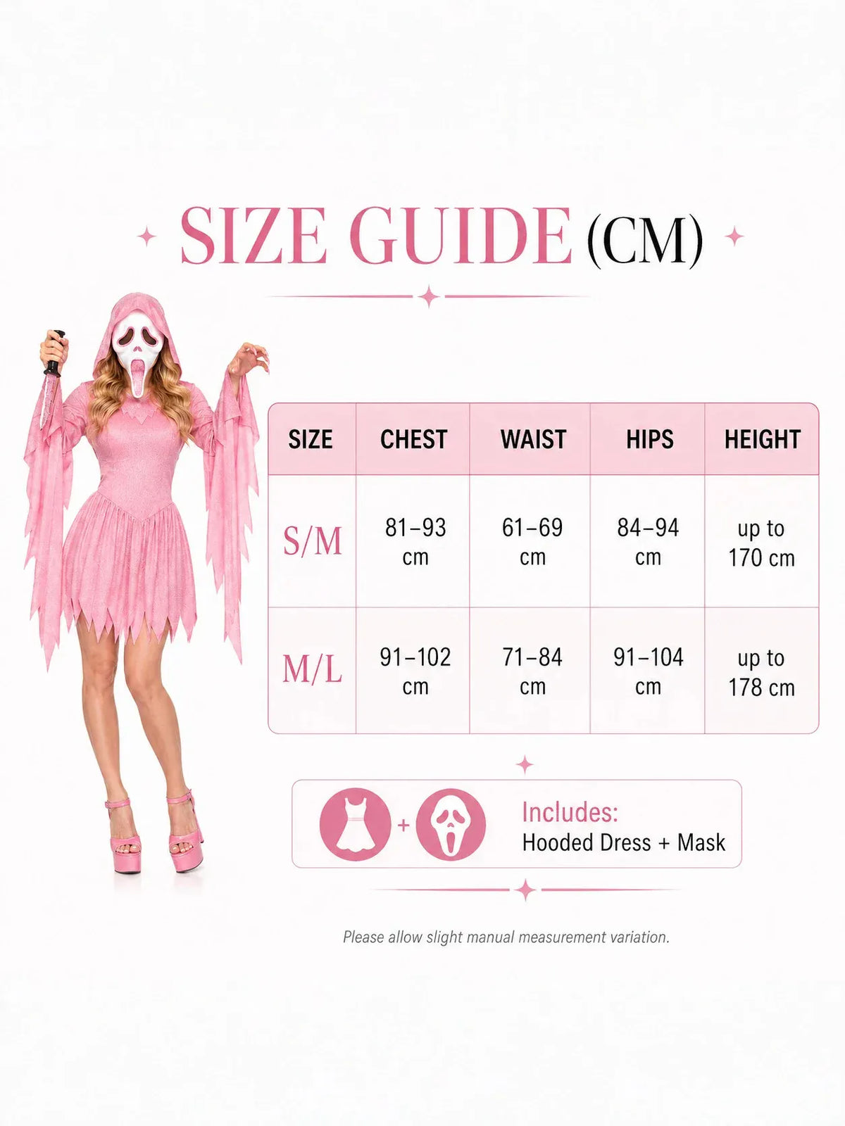 KissICON Halloween cosplay, ghost mask, shiny pink costume, girl role-playing, Halloween costume, makeup, ball props