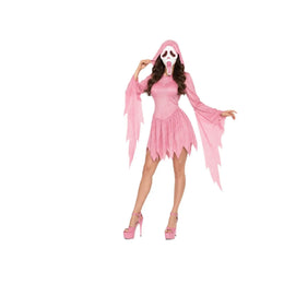 KissICON Halloween cosplay, ghost mask, shiny pink costume, girl role-playing, Halloween costume, makeup, ball props