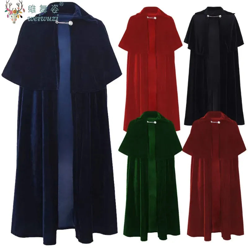 KissICON Halloween Costume Adult Man Vintage Hooded Loose Black Cloak Gothic Cosplay Costume Fashion Party Costume Handsome Cool Court