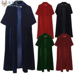 KissICON Halloween Costume Adult Man Vintage Hooded Loose Black Cloak Gothic Cosplay Costume Fashion Party Costume Handsome Cool Court