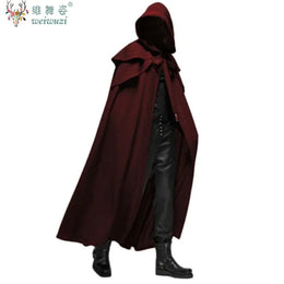 KissICON Halloween Costume Adult Man Vintage Hooded Loose Black Cloak Gothic Cosplay Costume Fashion Party Costume Handsome Cool Court