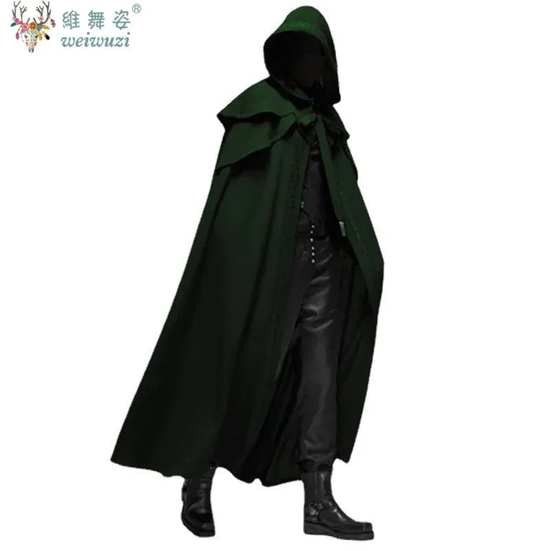 KissICON Halloween Costume Adult Man Vintage Hooded Loose Black Cloak Gothic Cosplay Costume Fashion Party Costume Handsome Cool Court