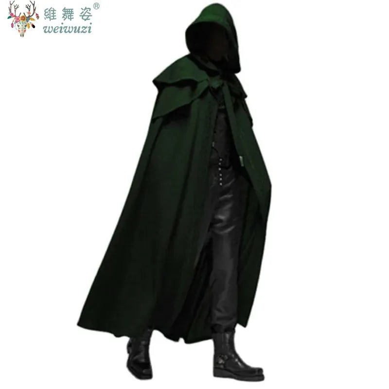 KissICON Halloween Costume Adult Man Vintage Hooded Loose Black Cloak Gothic Cosplay Costume Fashion Party Costume Handsome Cool Court