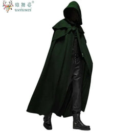 KissICON Halloween Costume Adult Man Vintage Hooded Loose Black Cloak Gothic Cosplay Costume Fashion Party Costume Handsome Cool Court