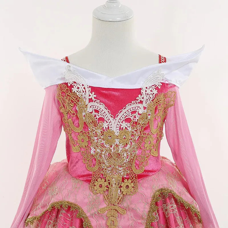 KissICON Halloween Costume  Autumn and Winter New Girls Aurora Dress Sleeping Beauty Princess Aurora Skirt Super Fairy Foreign Style Lace