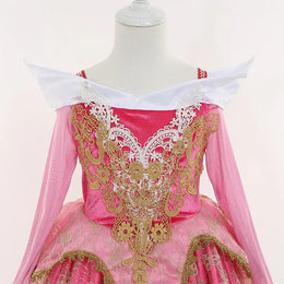 KissICON Halloween Costume  Autumn and Winter New Girls Aurora Dress Sleeping Beauty Princess Aurora Skirt Super Fairy Foreign Style Lace