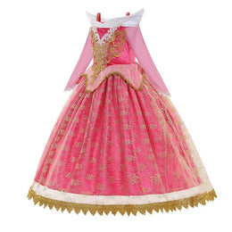 KissICON Halloween Costume  Autumn and Winter New Girls Aurora Dress Sleeping Beauty Princess Aurora Skirt Super Fairy Foreign Style Lace