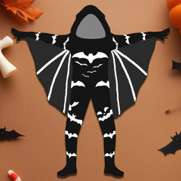 KissICON Halloween Costume for Boys Creative Skeleton/Bat Hooded Jumpsuit for Cosplay Party