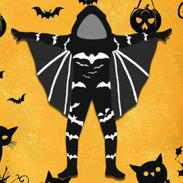 KissICON Halloween Costume for Boys Creative Skeleton/Bat Hooded Jumpsuit for Cosplay Party