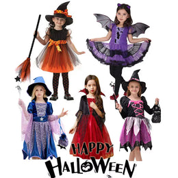 KissICON Halloween Costume for Girls Dress Scarlet Witch Vampire Devil Ghost Bat Carnival Party Dress Up  Kids Cosplay Clothes