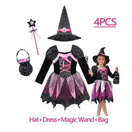 KissICON Halloween Costume for Girls Dress Scarlet Witch Vampire Devil Ghost Bat Carnival Party Dress Up  Kids Cosplay Clothes