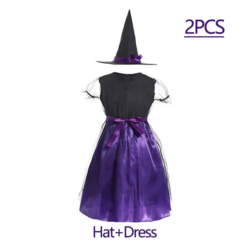 KissICON Halloween Costume for Girls Dress Scarlet Witch Vampire Devil Ghost Bat Carnival Party Dress Up  Kids Cosplay Clothes