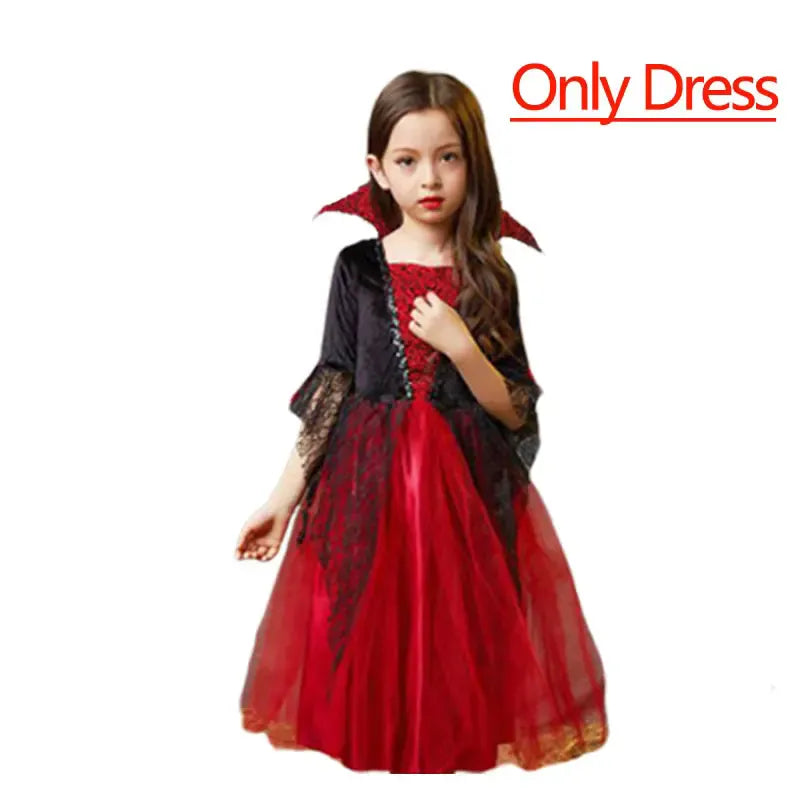 KissICON Halloween Costume for Girls Dress Scarlet Witch Vampire Devil Ghost Bat Carnival Party Dress Up  Kids Cosplay Clothes