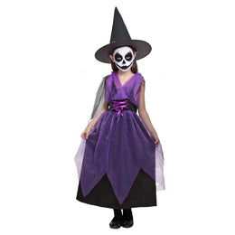 KissICON Halloween Costume for Kids Girls Purple Bat Dress Halloween Fantasy Vampire Costume Accessories Carnival Party Gifts