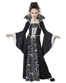 KissICON Halloween Costume for Kids Halloween Fantasy Vampire Costume Girls Long Tutu Dress Kids Carnival Outfit Gothic Feather Clothes