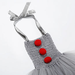 KissICON Halloween Costume Girls Gray Tutu Scary Vestidos Joker Dress Kids Cosplay Clown Costume Carnival Party Dress Up