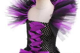 KissICON Halloween Costume Kids Girls Gothic Witch Black Purple Horror Dress Full Accessories Set Cosplay For Party Trick Or Treat
