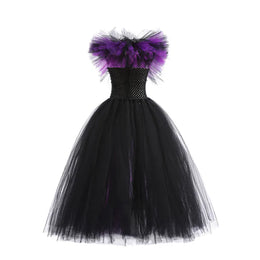 KissICON Halloween Costume Kids Girls Gothic Witch Black Purple Horror Dress Full Accessories Set Cosplay For Party Trick Or Treat