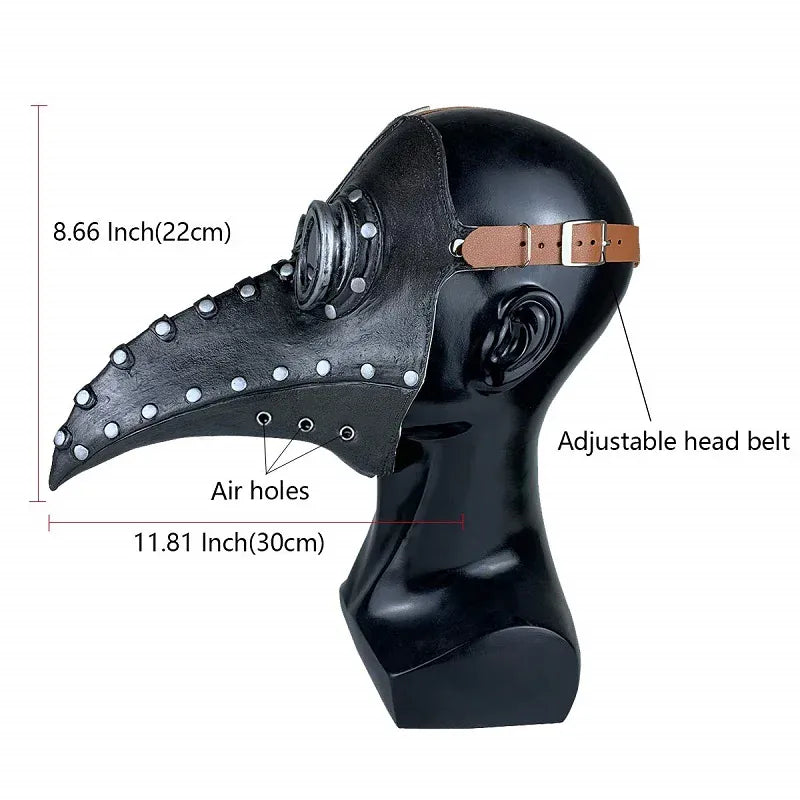 KissICON Halloween Costume Plague Doctor Bird Mask Long Nose Beak Cosplay Steampunk Halloween Costume Props Scary Adult Teens Party Props
