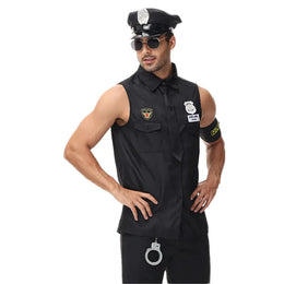 KissICON Halloween Costumes Handsome Men Police Uniform Top Purim Carnival Party Cosplay Cop Officer Fancy Clothing