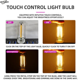 KissICON Halloween DecorAITHEA Led Glass Light  Usb Night Light Bulb Touch Dimming Usb Night Light For Car Interior Bedroom Home Decor