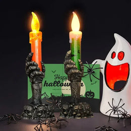 KissICON Halloween Decoration Ghost Festival Atmosphere Layout Props Plastic Ghost Hand Skeleton Light LED Luminous Candle Light