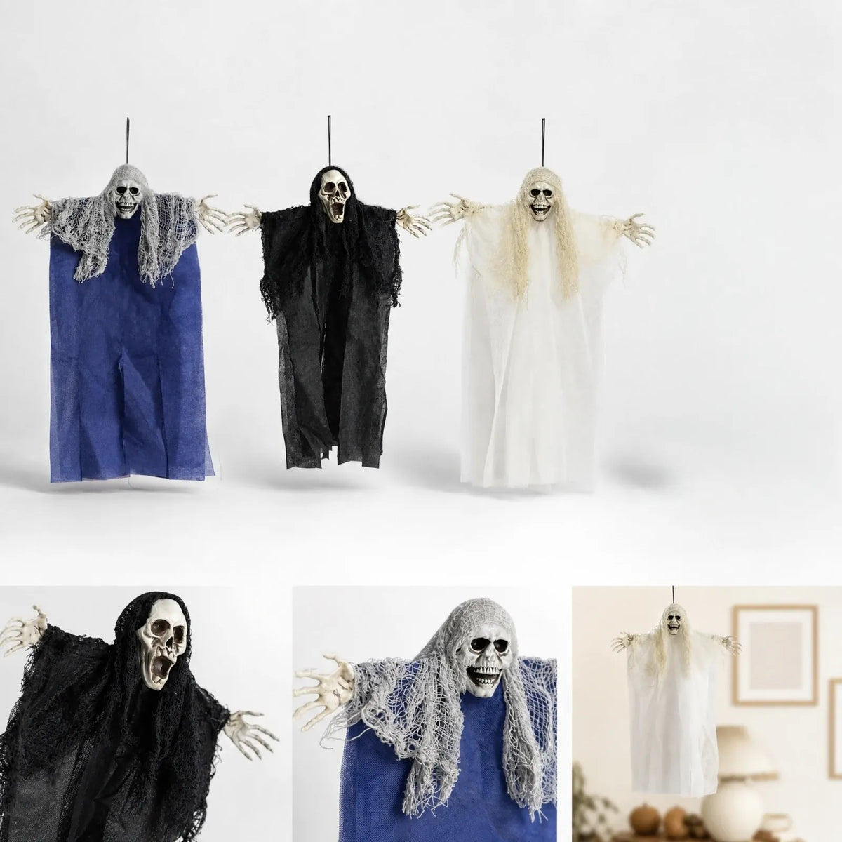 KissICON Halloween Decoration Hanging Ghosts Zombies Haunted House Bar Horror Atmosphere Scary Hanging Cloaks Ghosts Party Home Door