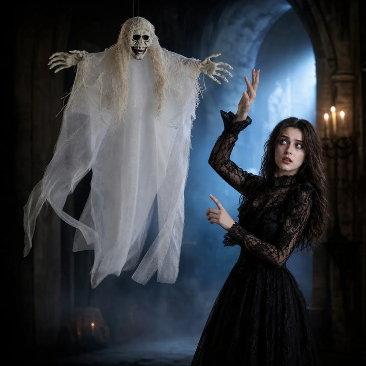 Halloween Decoration Hanging Ghosts Zombies Haunted House Bar Horror Atmosphere Scary Hanging Cloaks Ghosts Party Home Door