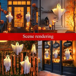 KissICON Halloween Decoration LED Hanging Light Emitting White Ghost DIY Styling Light Horror Indoor Party Decoration Atmosphere Light