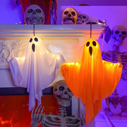 KissICON Halloween Decoration LED Hanging Light Emitting White Ghost DIY Styling Light Horror Indoor Party Decoration Atmosphere Light