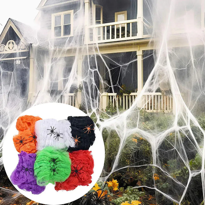 Halloween Decoration Spider Web,Artificial Cobweb,Stretchy Cobweb With Spider,Horror Gothic Haunted House Home Decor