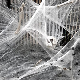KissICON Halloween Decoration Spider Web,Artificial Cobweb,Stretchy Cobweb With Spider,Horror Gothic Haunted House Home Decor