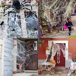 KissICON Halloween Decoration Spider Web,Artificial Cobweb,Stretchy Cobweb With Spider,Horror Gothic Haunted House Home Decor