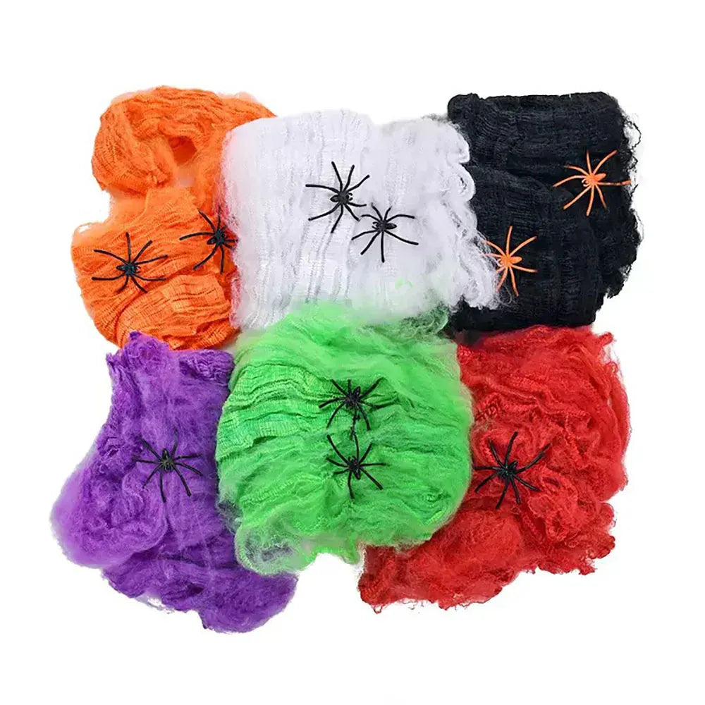 KissICON Halloween Decoration Spider Web,Artificial Cobweb,Stretchy Cobweb With Spider,Horror Gothic Haunted House Home Decor