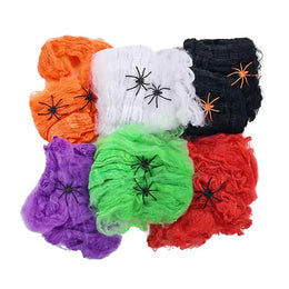 KissICON Halloween Decoration Spider Web,Artificial Cobweb,Stretchy Cobweb With Spider,Horror Gothic Haunted House Home Decor