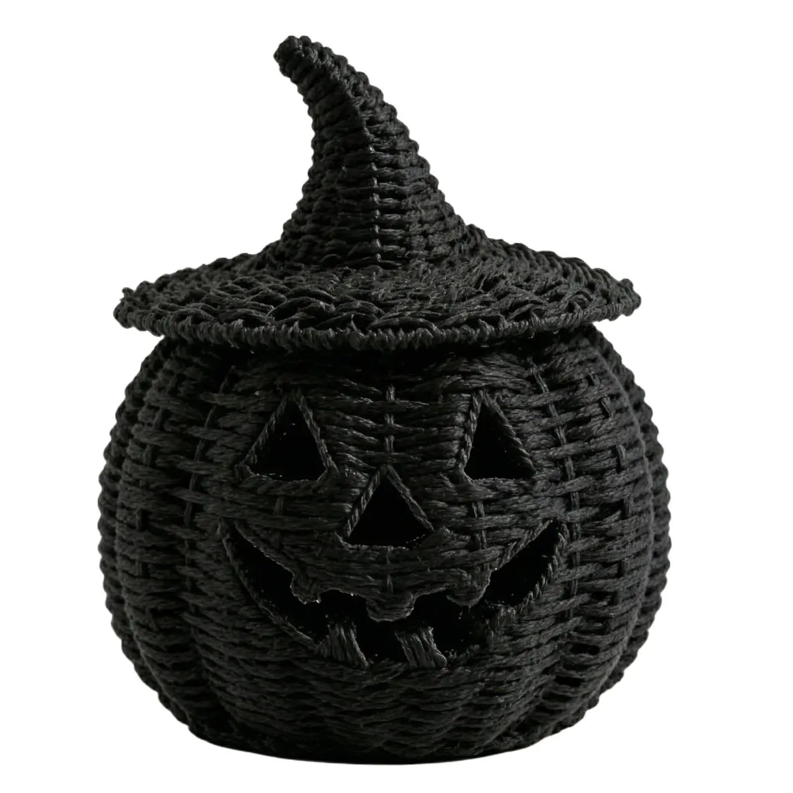 KissICON Halloween Decorations Hand-Woven Wicker Pumpkin Lantern Witch Hat Storage Box Home Decorative Statue Ornaments Christmas Decor