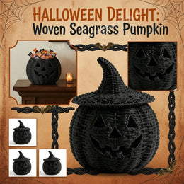 KissICON Halloween Decorations Hand-Woven Wicker Pumpkin Lantern Witch Hat Storage Box Home Decorative Statue Ornaments Christmas Decor