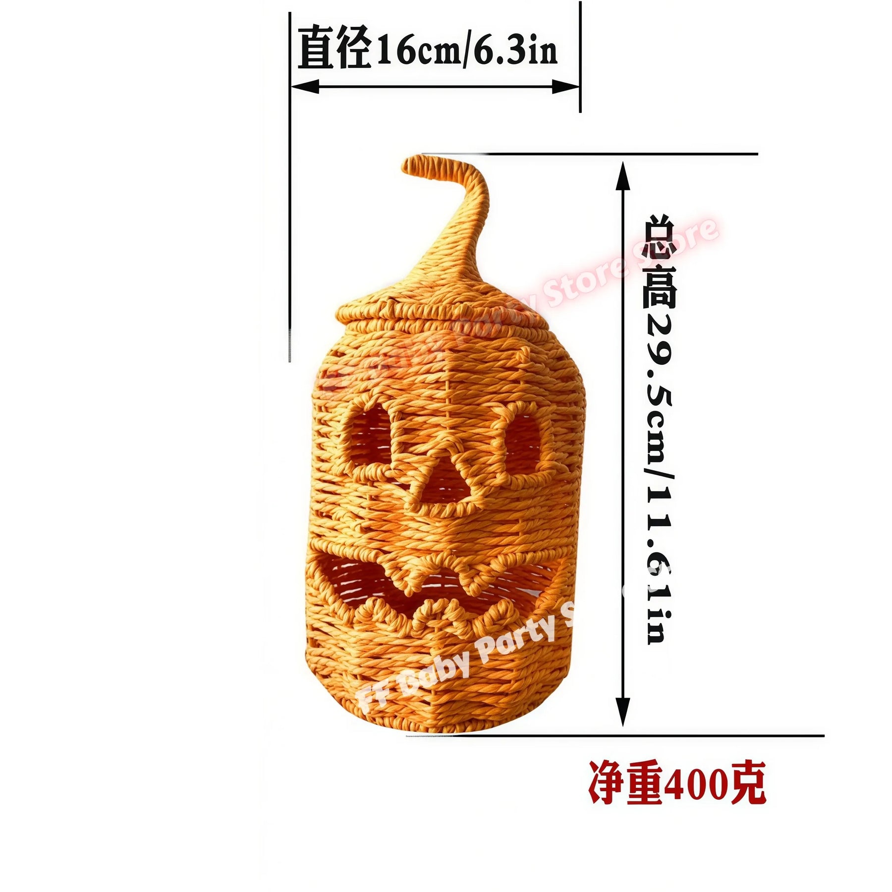 KissICON Halloween Decorations Hand-Woven Wicker Pumpkin Lantern Witch Hat Storage Box Home Decorative Statue Ornaments Christmas Decor