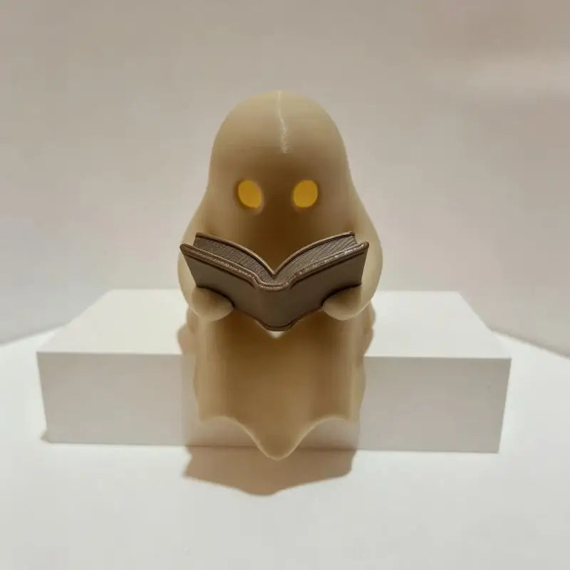 KissICON Halloween Desktop Ornament Ghost Reading Book Lamp Warm Ambient Light for Holiday Party Home Office Desk Decoration